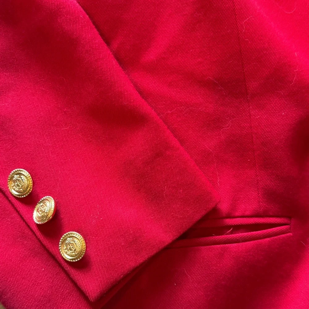 Liz Claiborne Red Blazer with Gold Buttons - Picture 3 of 8